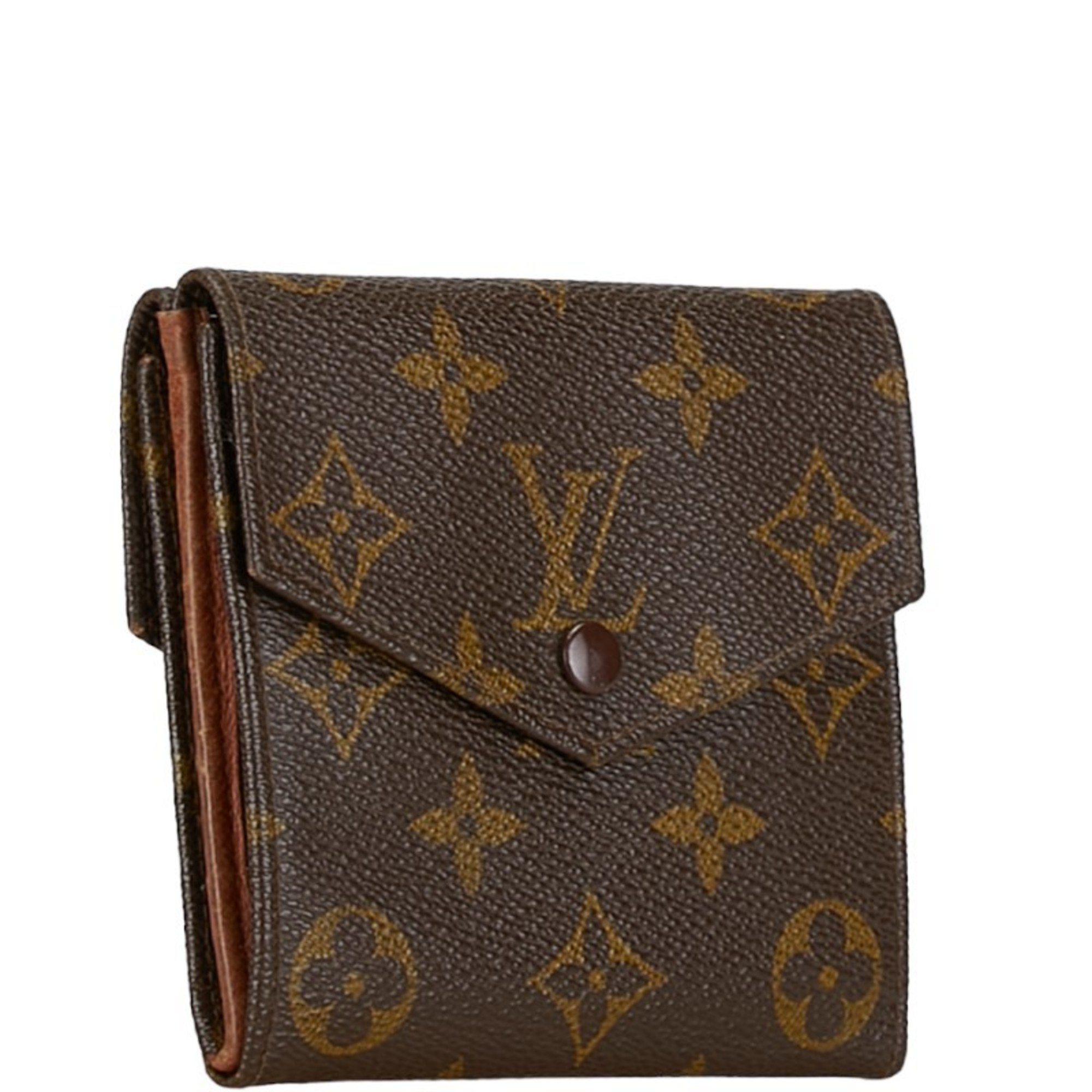 Louis Vuitton Monogram Porte Monnaie Bifold Wallet M61660 Brown PVC Leather Women's LOUIS VUITTON