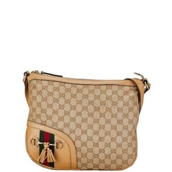 Gucci GG Canvas Horsebit Tassel Shoulder Bag 232967 Beige Leather Women's GUCCI