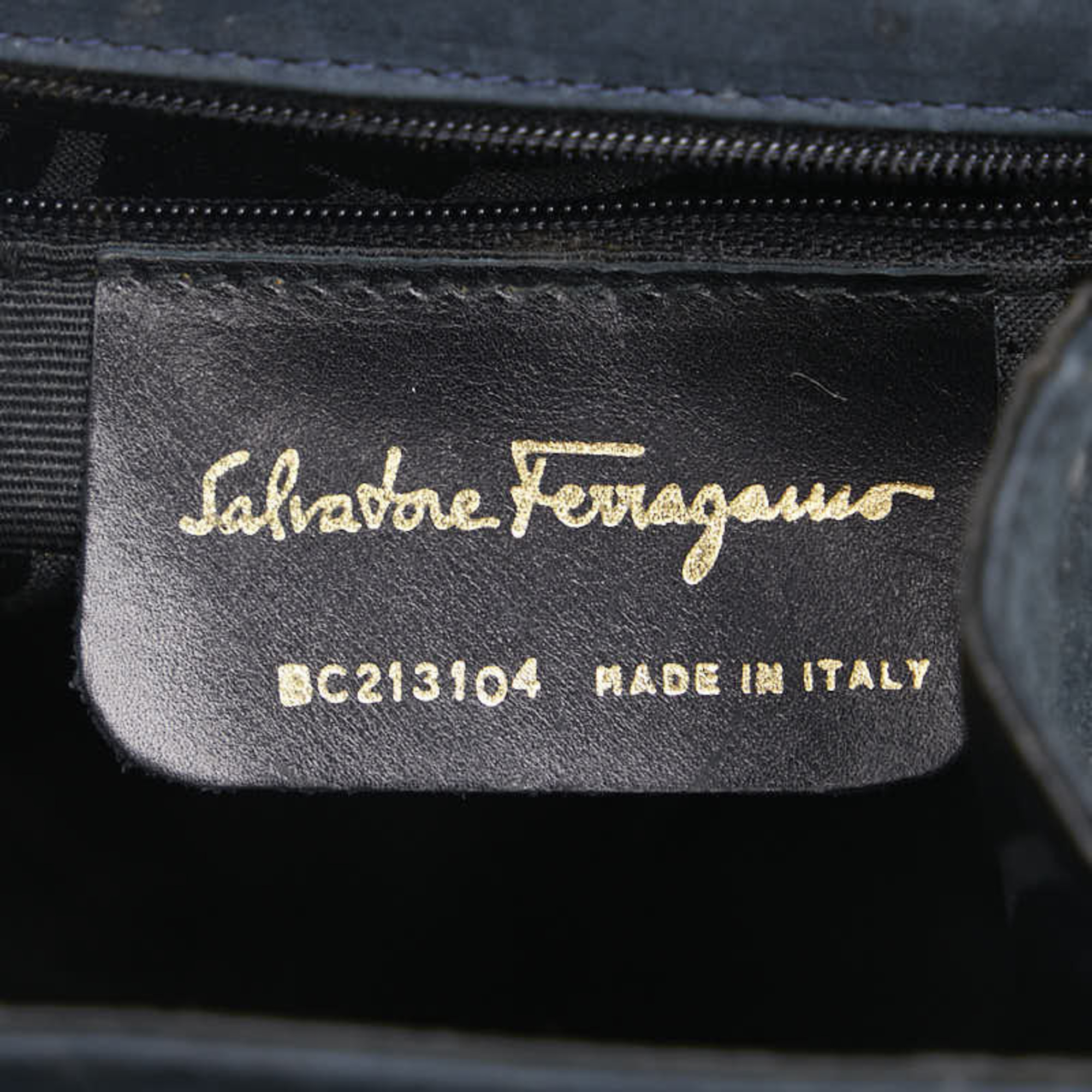 Salvatore Ferragamo Vara Ribbon Handbag Black Suede Leather Women's