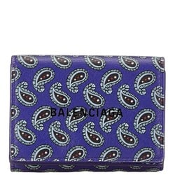 Balenciaga CASH MINI WALLET Paisley Tri-fold Wallet Compact 594312 Purple Leather Women's BALENCIAGA