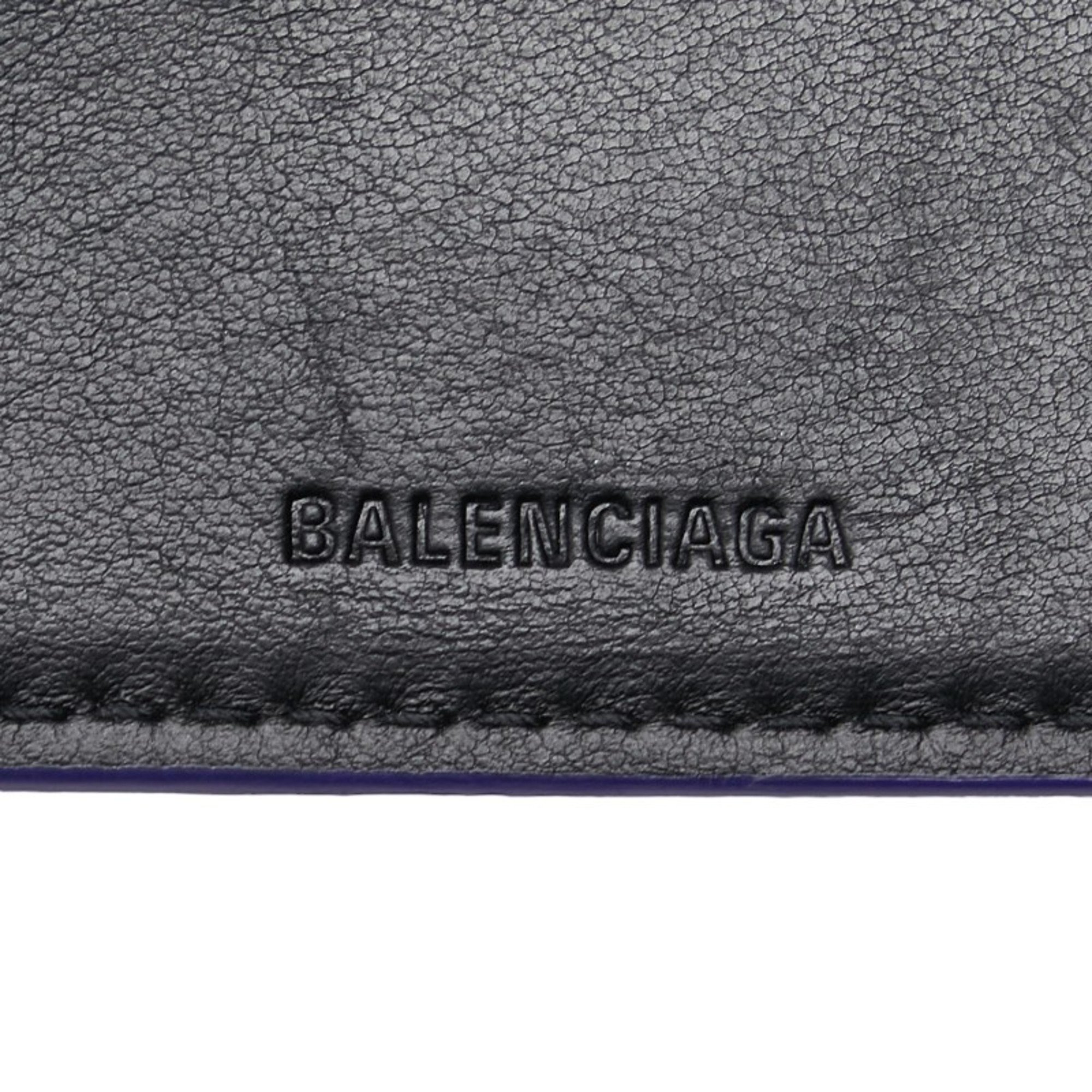 Balenciaga CASH MINI WALLET Paisley Tri-fold Wallet Compact 594312 Purple Leather Women's BALENCIAGA