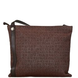 BVLGARI Mania Shoulder Bag Brown Canvas Leather Women's