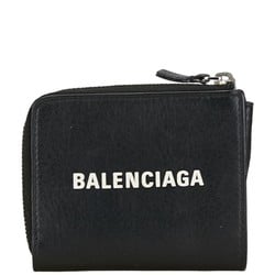 Balenciaga Everyday L-shaped Card Case Pass 505046 Black Leather Women's BALENCIAGA