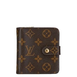 Louis Vuitton Monogram Compact Zip Bi-fold Wallet M61667 Brown PVC Leather Women's LOUIS VUITTON