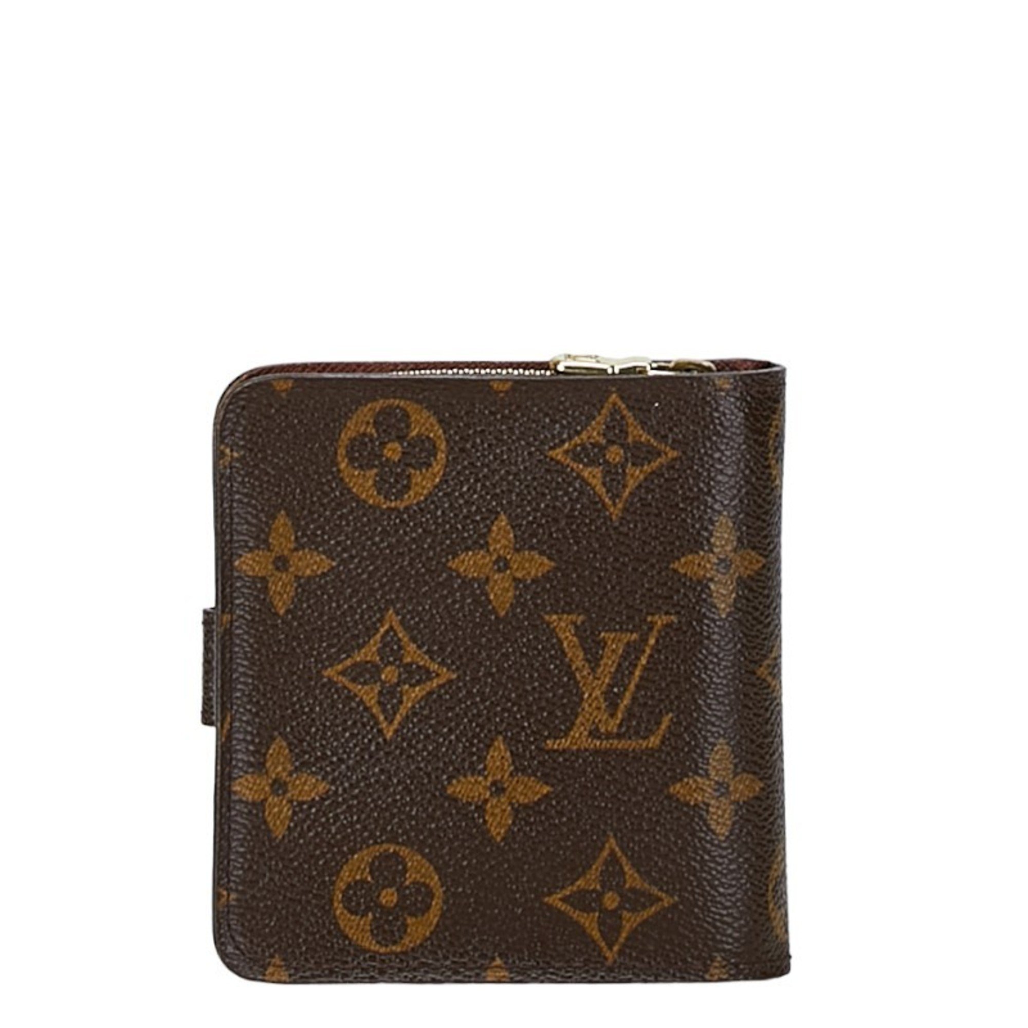 Louis Vuitton Monogram Compact Zip Bi-fold Wallet M61667 Brown PVC Leather Women's LOUIS VUITTON