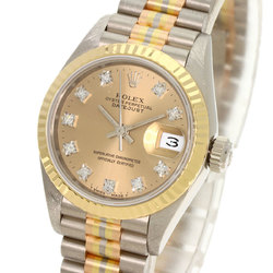 Rolex 69179BIC Datejust 10P Diamond Tridor Watch K18 White Gold K18WGxK18YGxK18PG K18YG Ladies