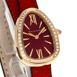 Bvlgari SPP27C9PGDL Serpenti Red Diamond Watch, 18K Pink Gold, Leather, Diamond, Women's