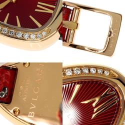 Bvlgari SPP27C9PGDL Serpenti Red Diamond Watch, 18K Pink Gold, Leather, Diamond, Women's