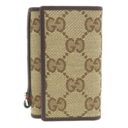 Gucci 131928 GG Key Case Canvas Leather Women's