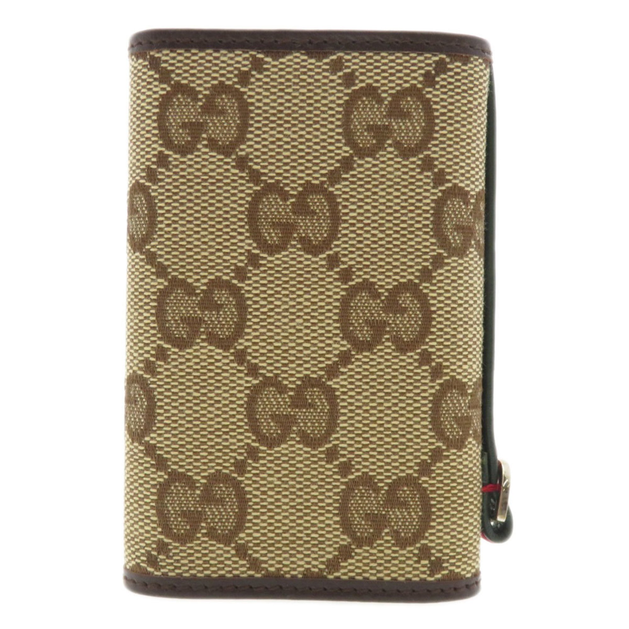 Gucci 131928 GG Key Case Canvas Leather Women's