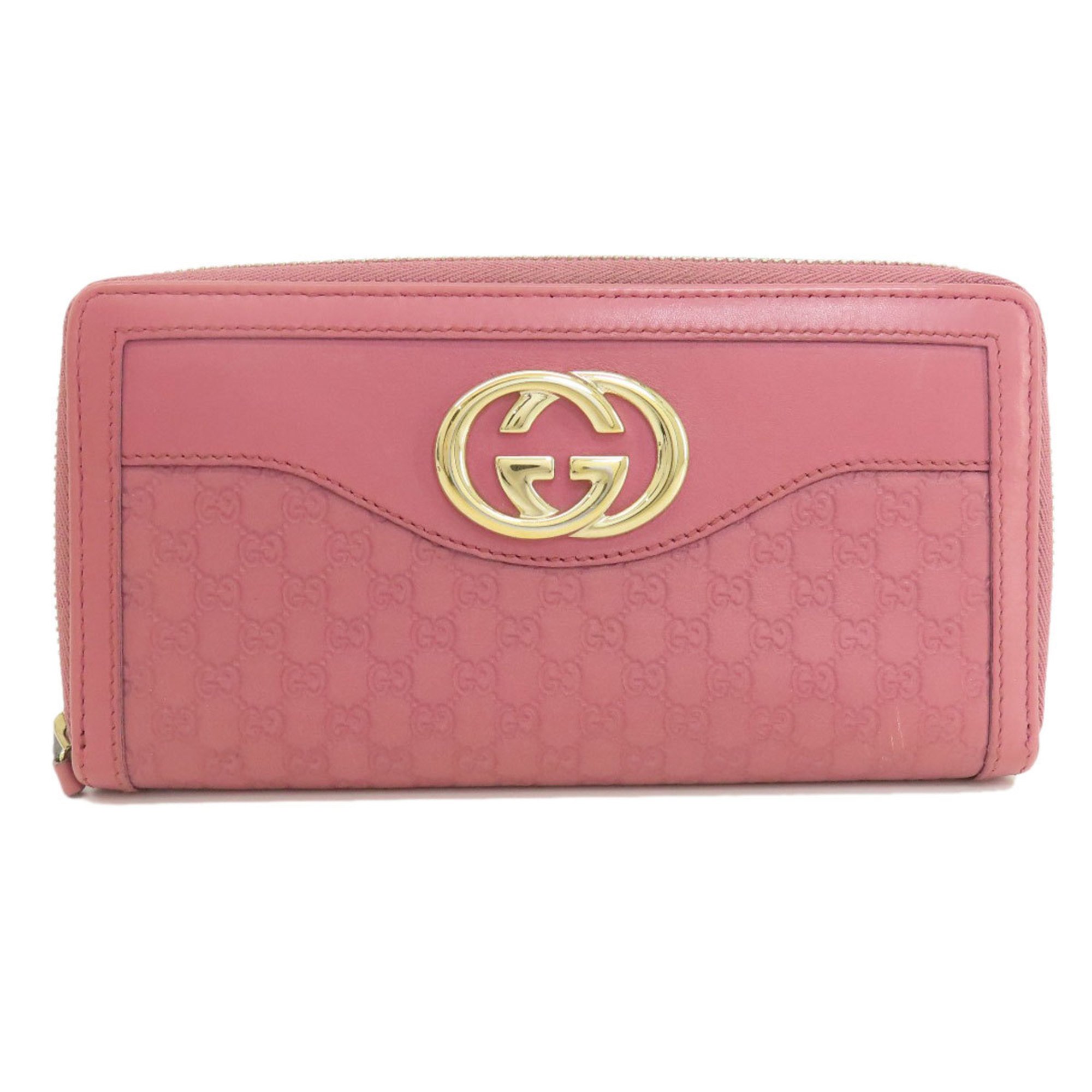 Gucci 308012 Round Microsima Long Wallet Leather Women's