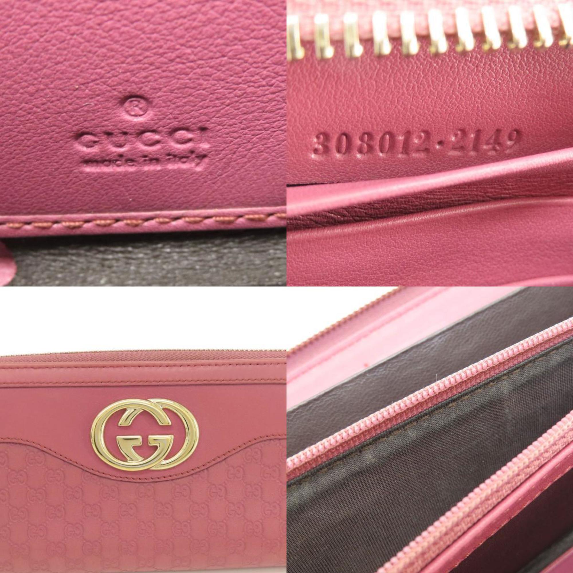 Gucci 308012 Round Microsima Long Wallet Leather Women's