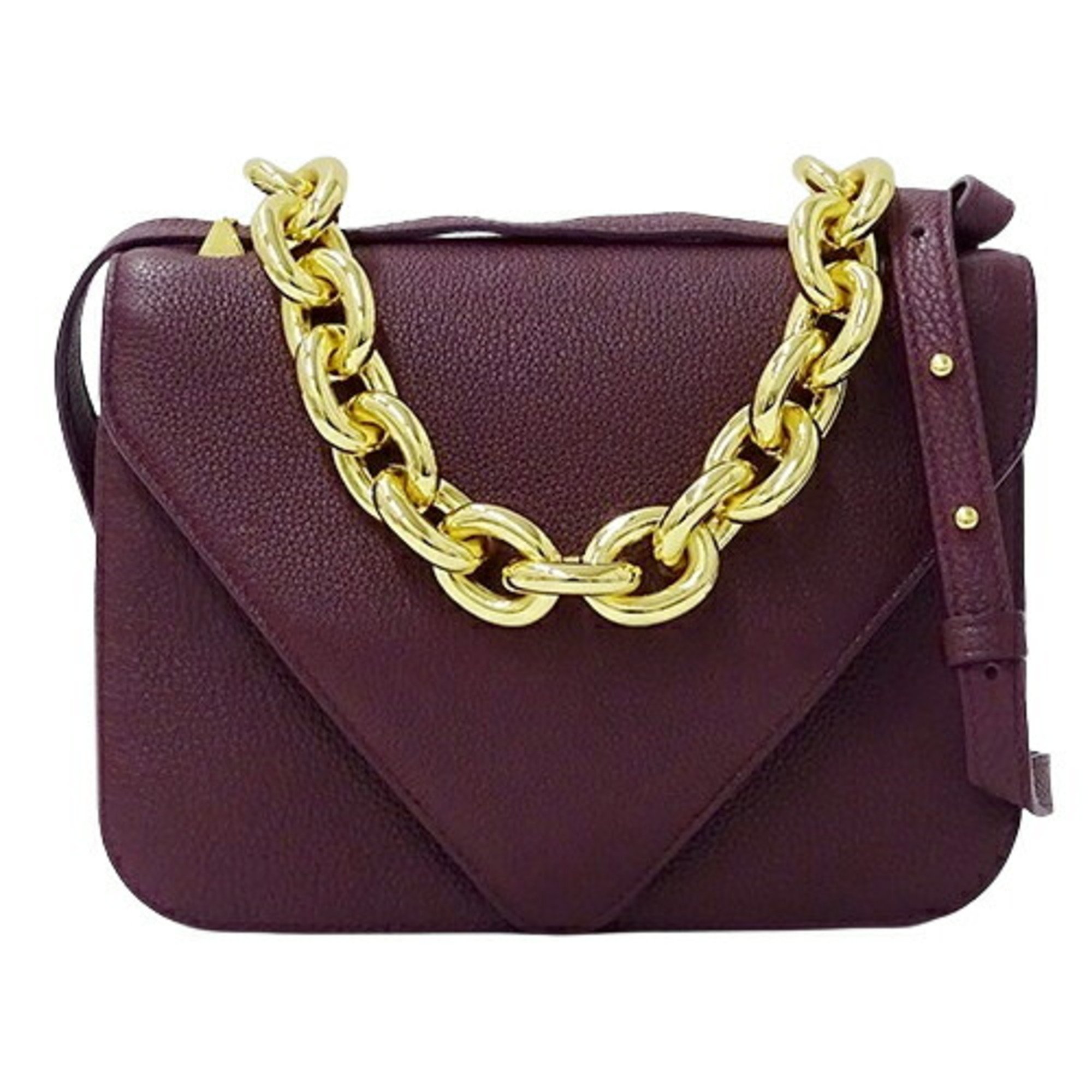 BOTTEGA VENETA Women's Bag Shoulder Handbag 2way Leather Purple Chain Compact