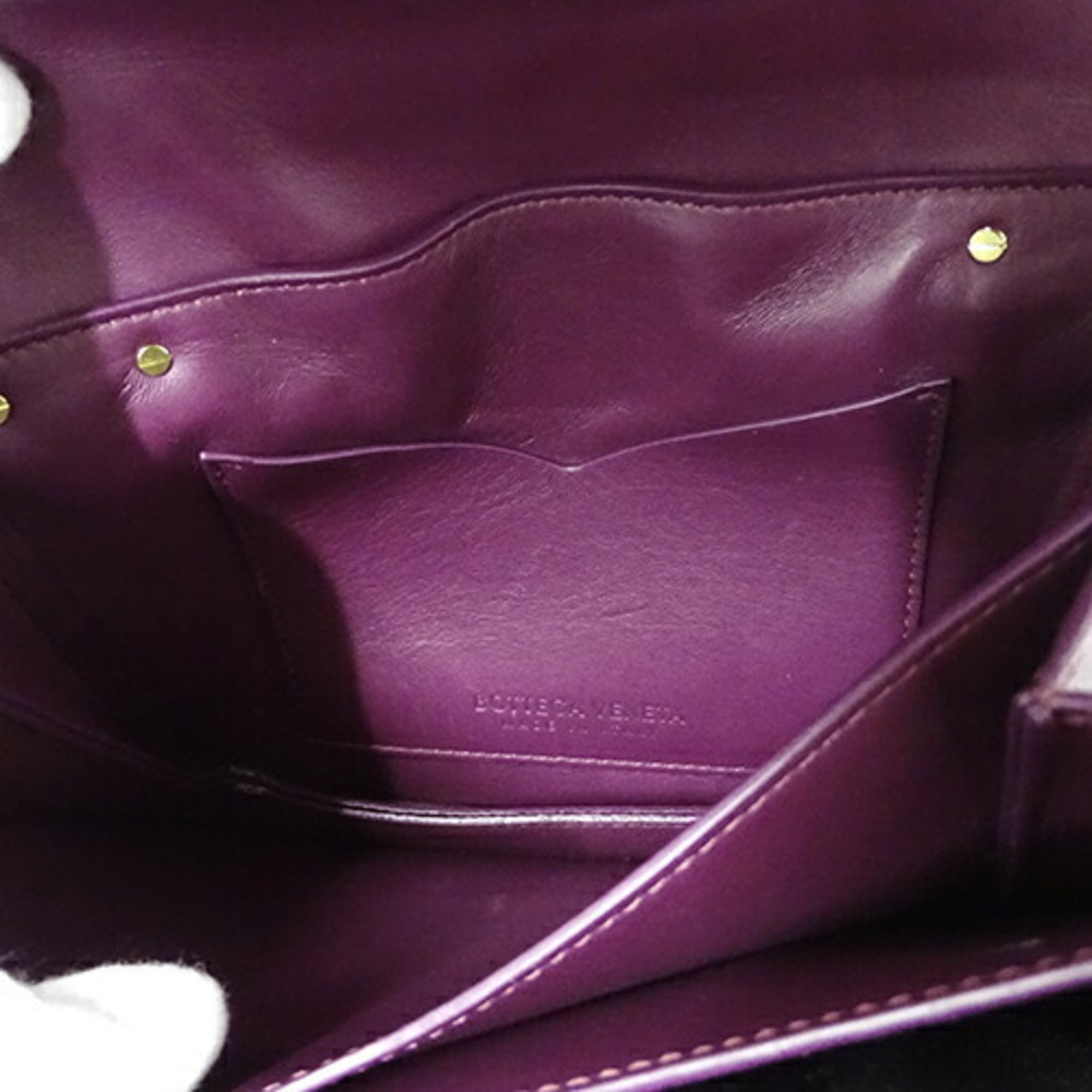 BOTTEGA VENETA Women's Bag Shoulder Handbag 2way Leather Purple Chain Compact