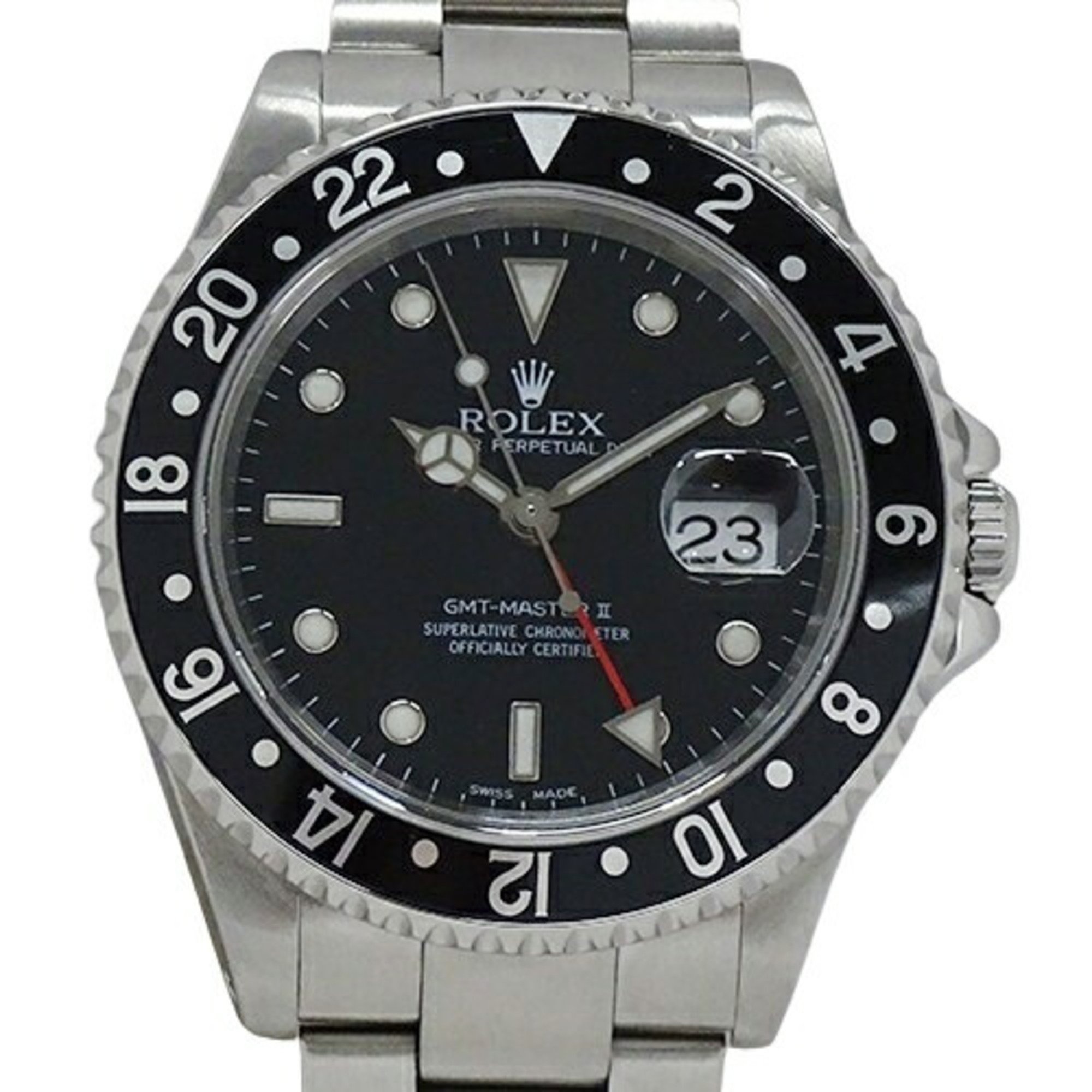 Rolex ROLEX GMT Master II 16710 K series watch for men, date, automatic, AT, stainless steel, SS, silver, black, polished