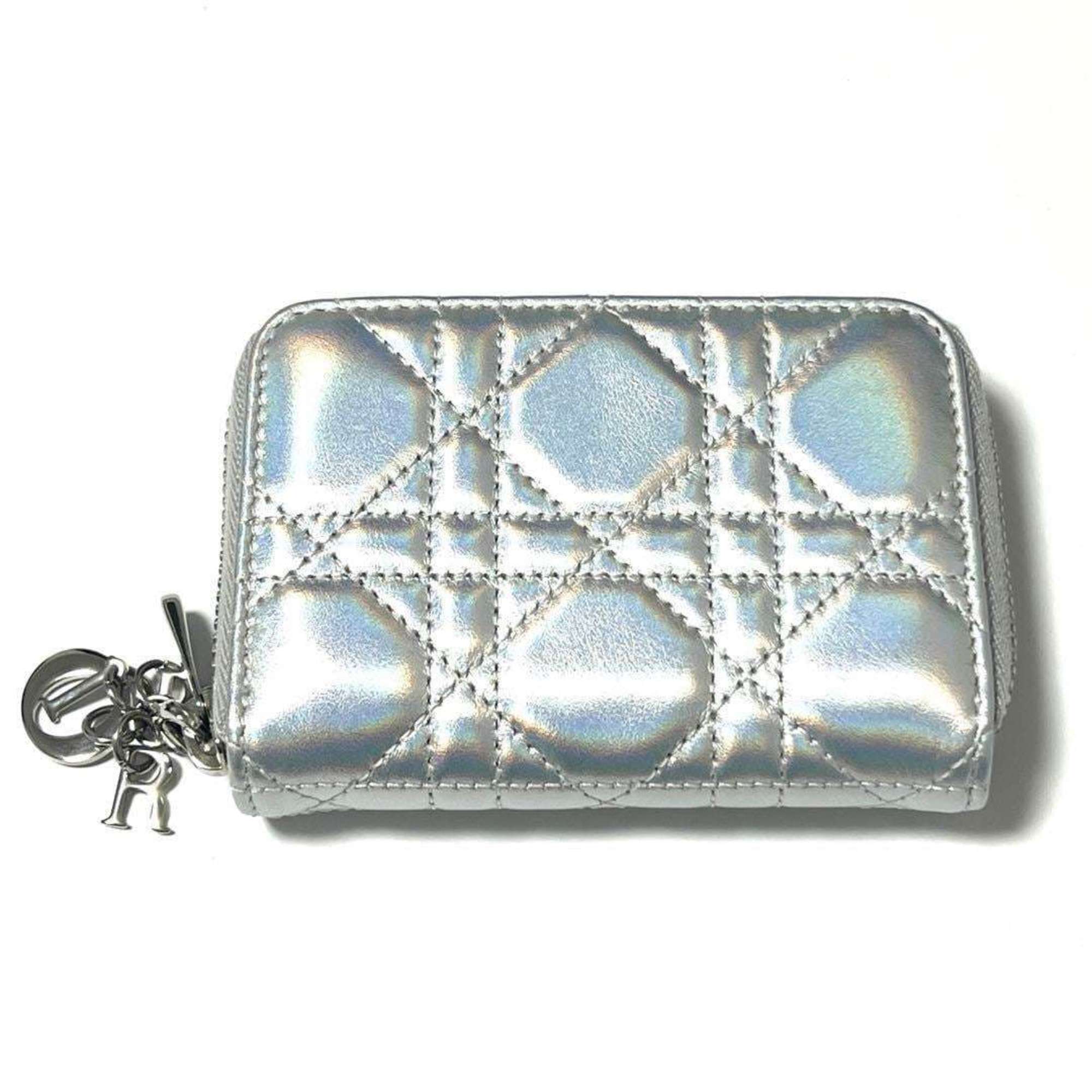 Christian Dior Dior Lady Voyageur Zip Coin Case Small Card Purse DIOR Women's