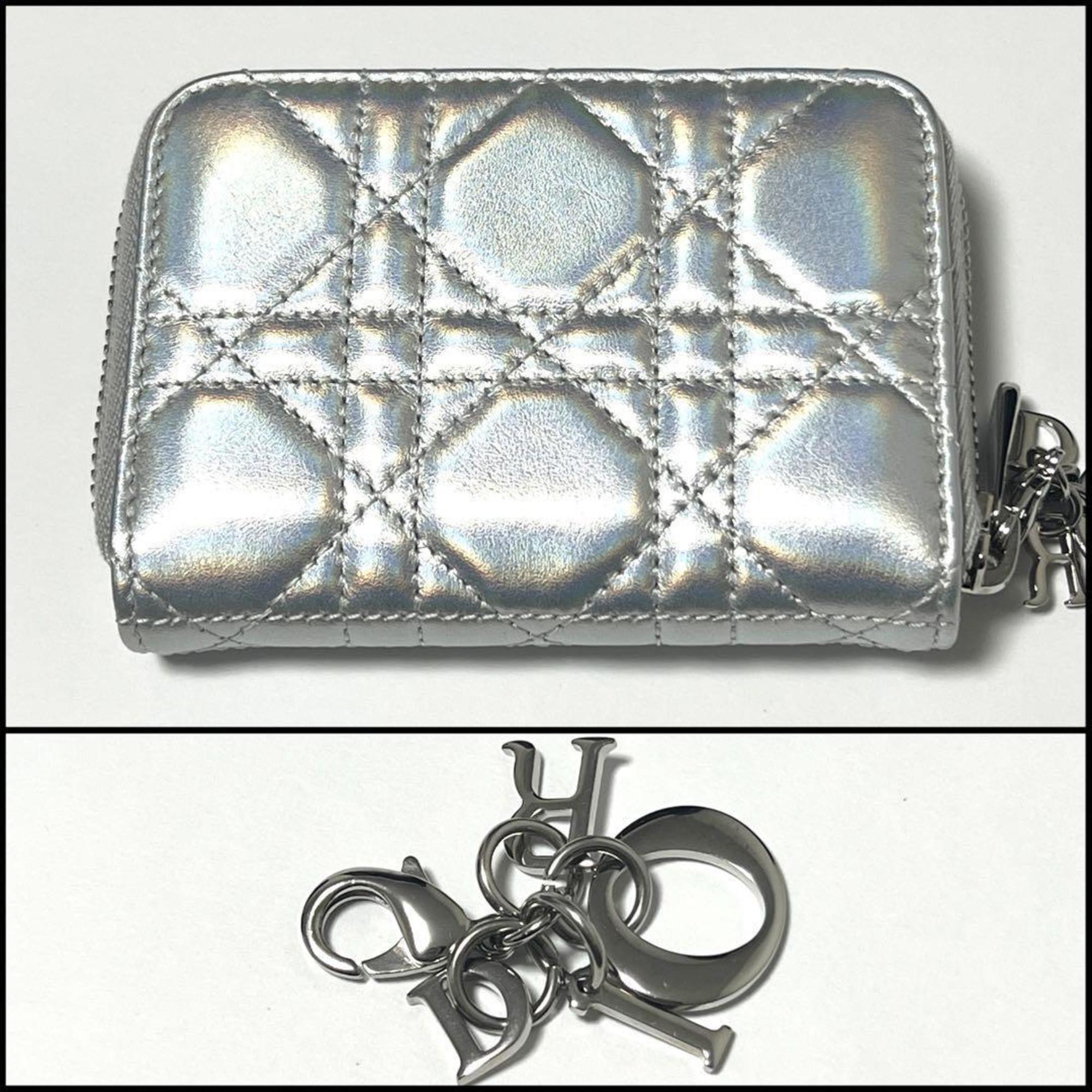 Christian Dior Dior Lady Voyageur Zip Coin Case Small Card Purse DIOR Women's