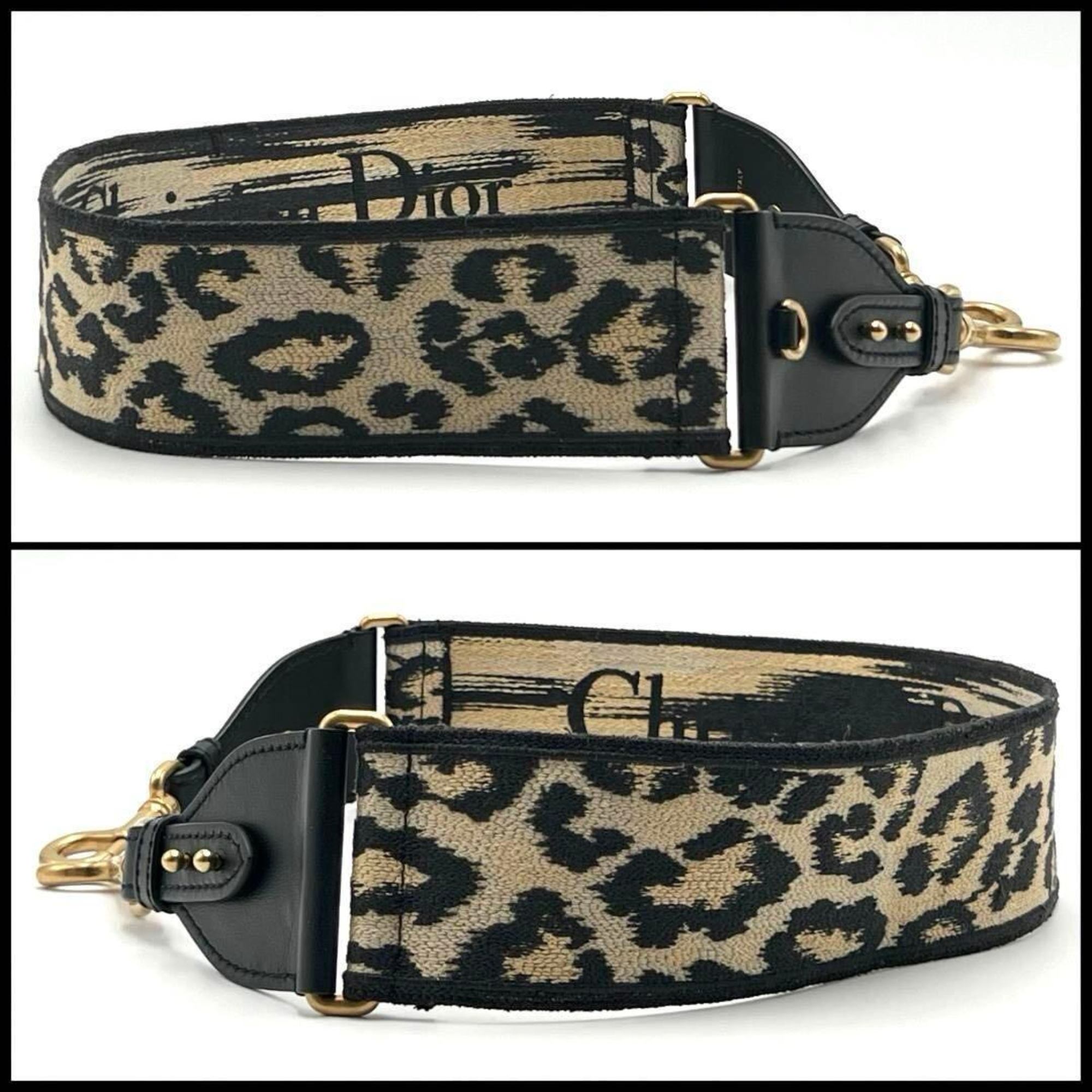 Christian Dior DIOR Women's Shoulder Strap Belt Leopard Print