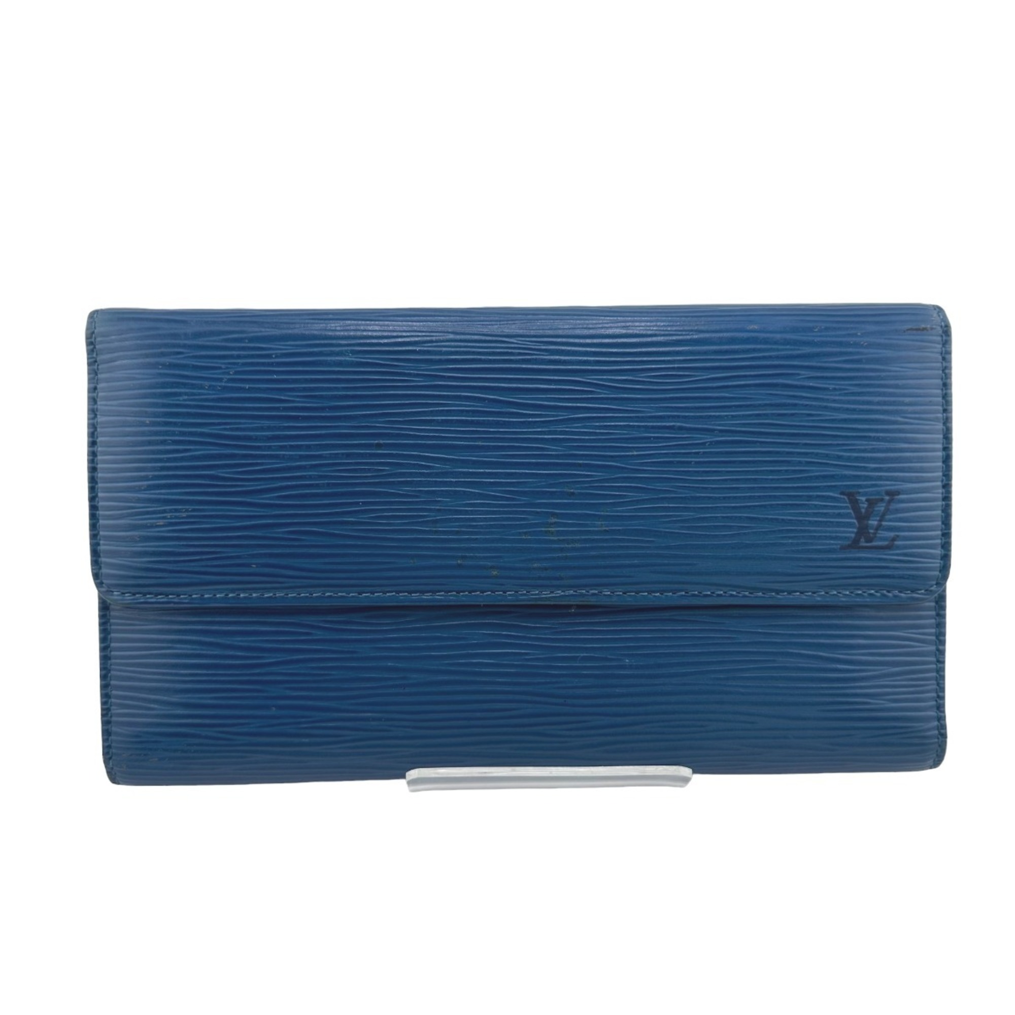 Louis Vuitton LOUIS VUITTON Long Wallet Epi Porte Tresor International Leather M63385 Toledo Blue LV