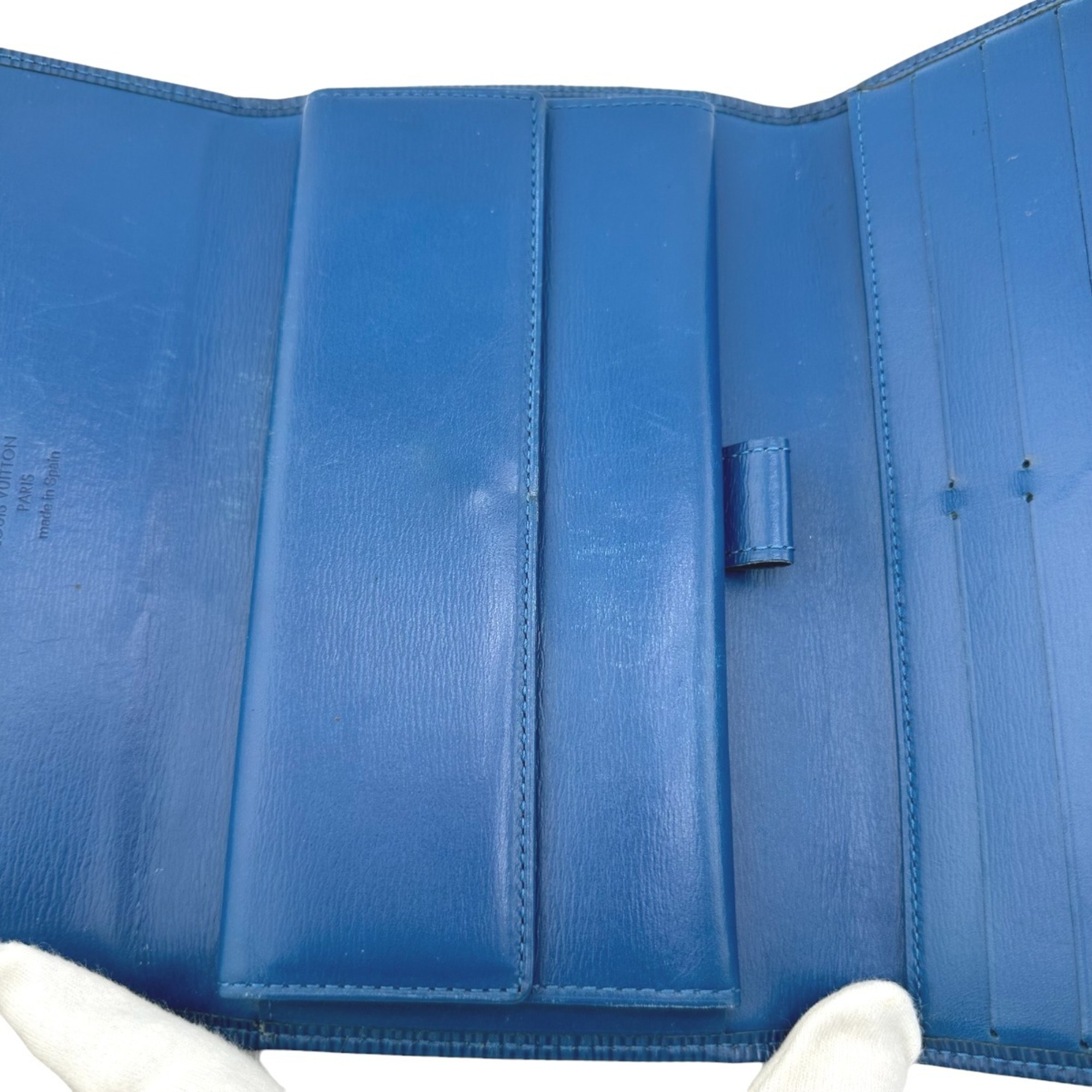 Louis Vuitton LOUIS VUITTON Long Wallet Epi Porte Tresor International Leather M63385 Toledo Blue LV