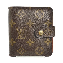 Louis Vuitton LOUIS VUITTON Bi-fold wallet with card pocket Monogram Compact Zip Canvas M61667 Brown LV