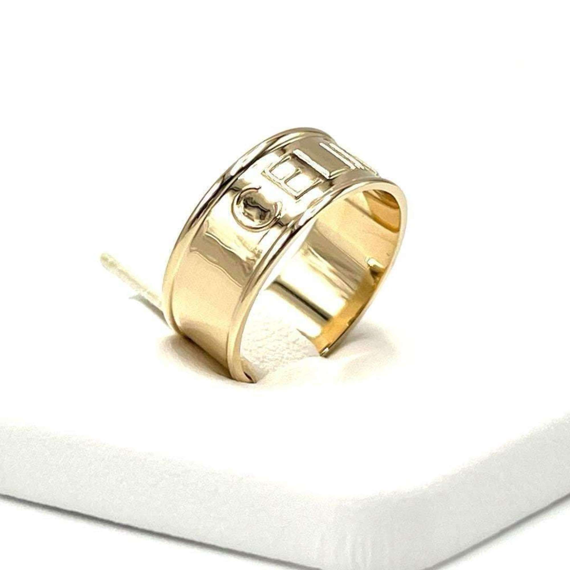 CELINE Logo Ring, 18K Yellow Gold