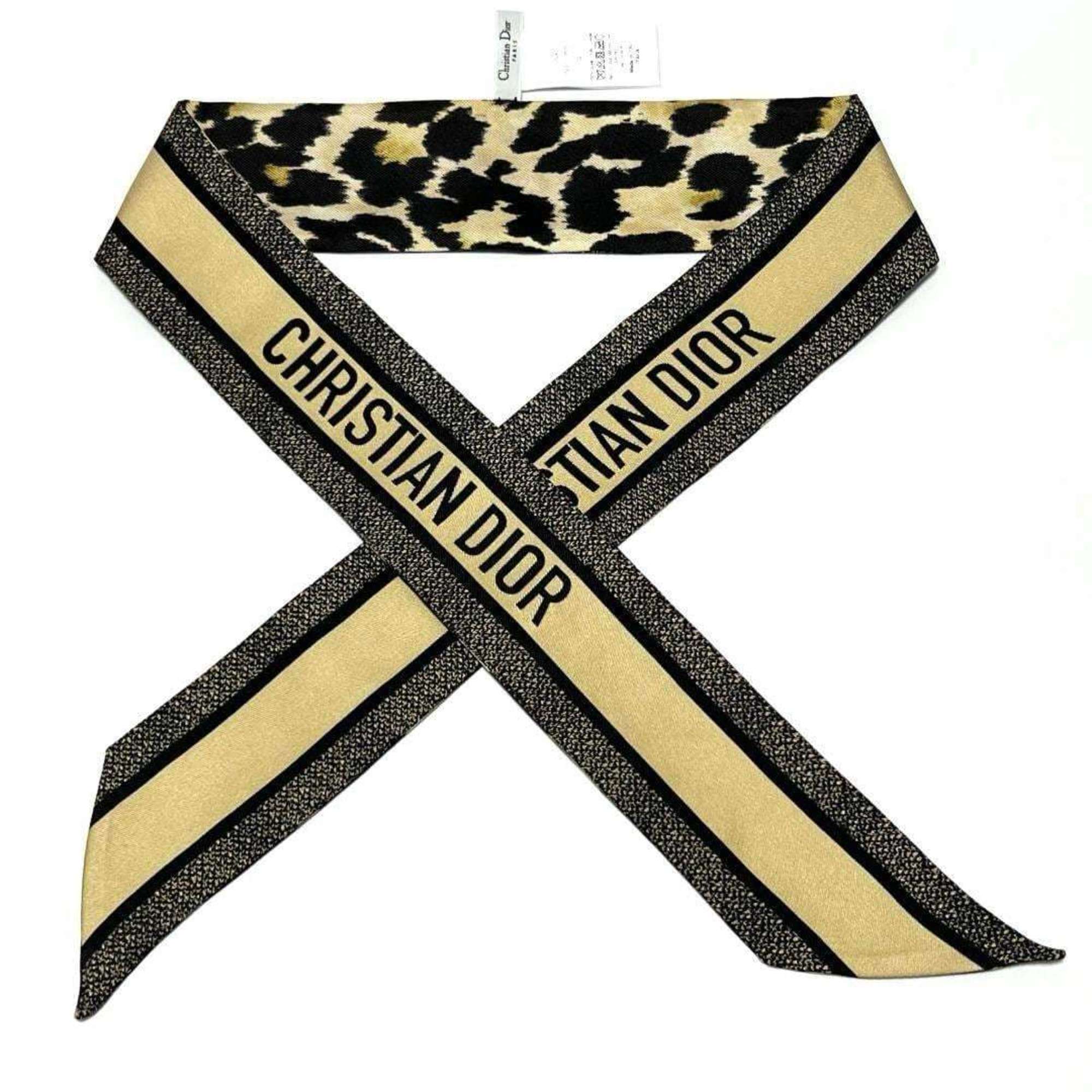 Christian Dior Dior Women's Mitza Scarf Bandana Leopard Print Silk