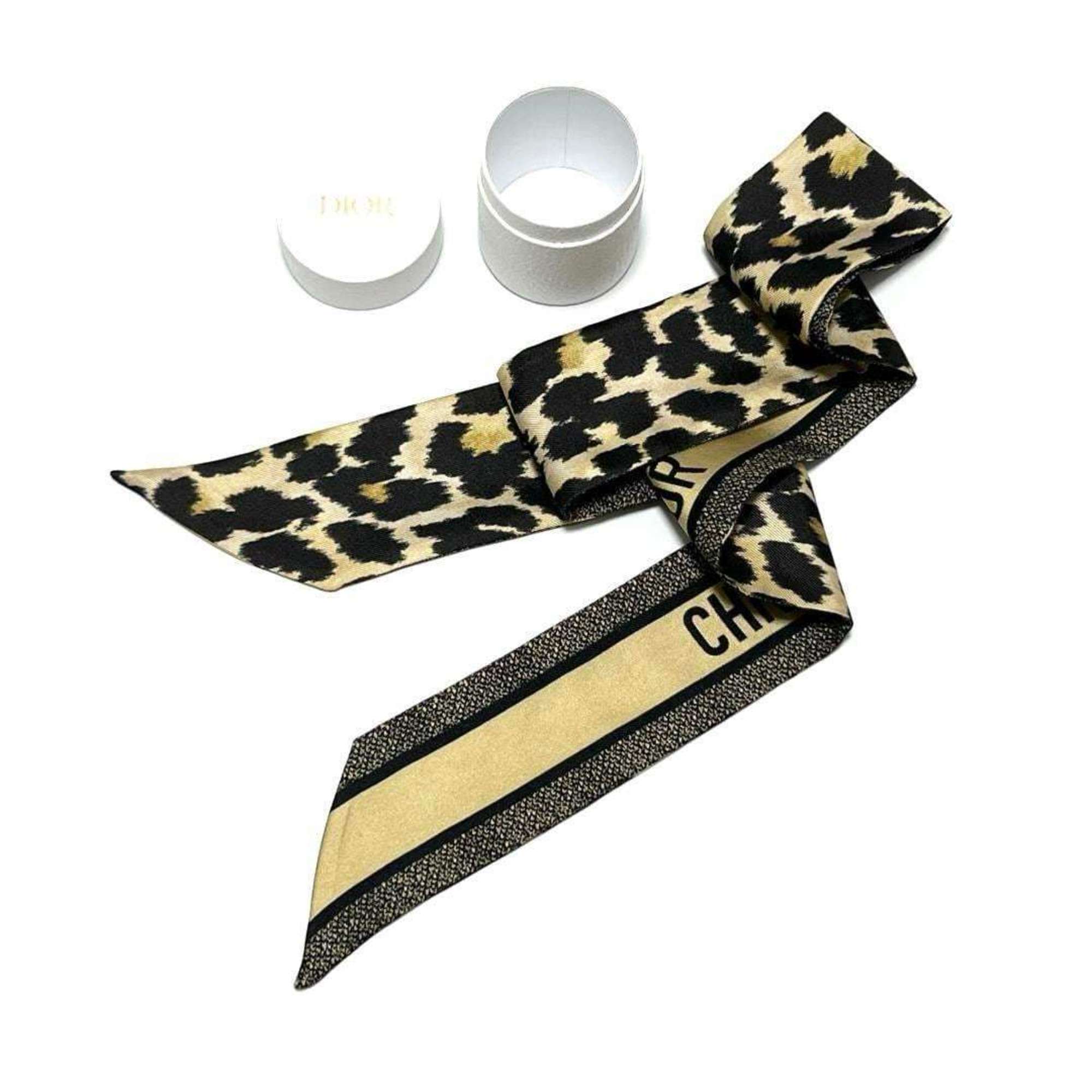 Christian Dior Dior Women's Mitza Scarf Bandana Leopard Print Silk