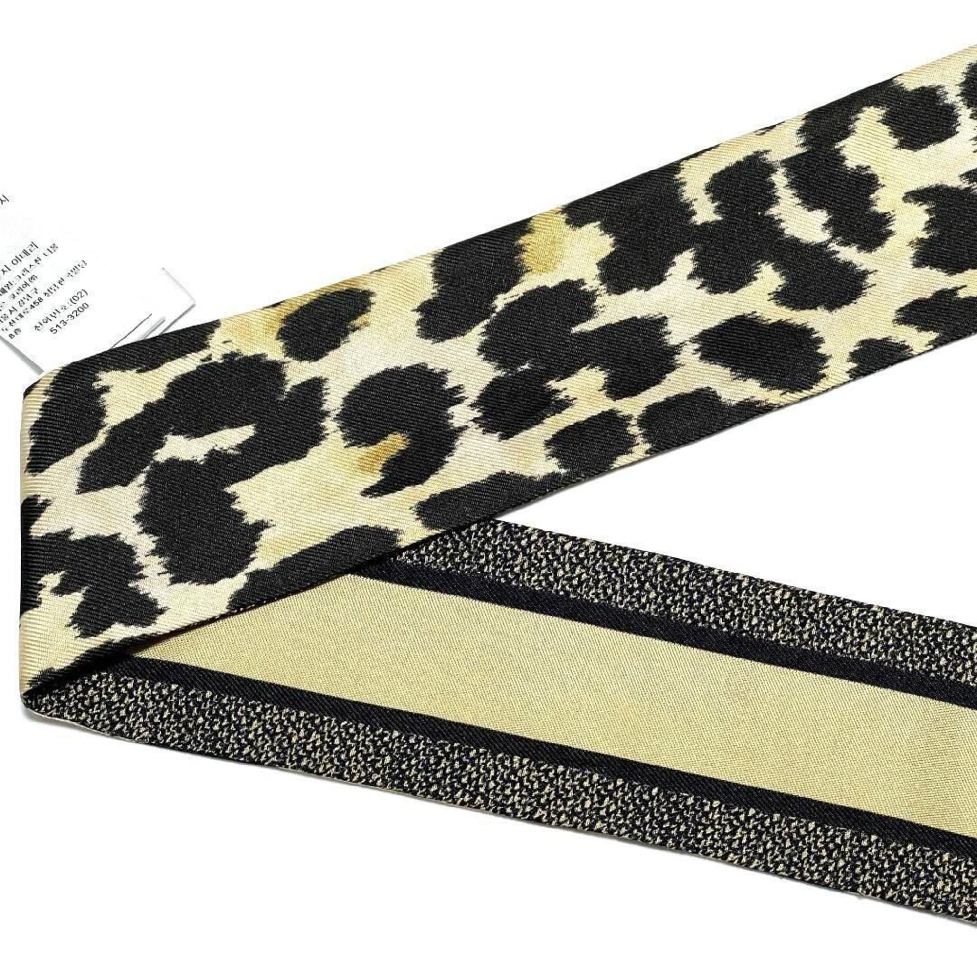 Christian Dior Dior Women's Mitza Scarf Bandana Leopard Print Silk