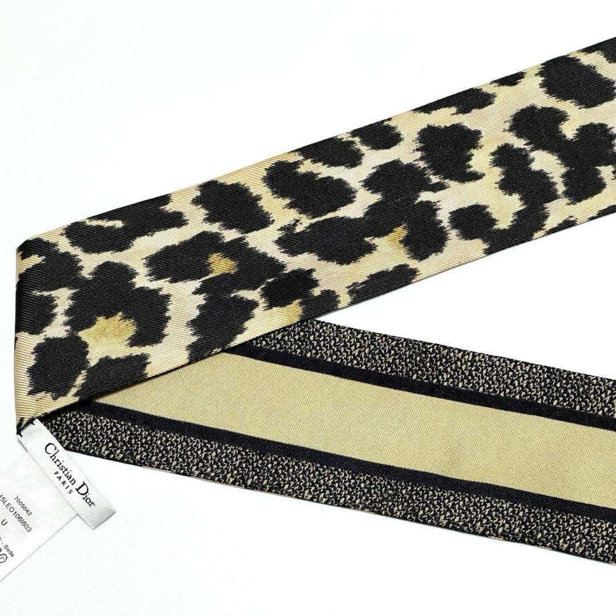 Christian Dior Dior Women's Mitza Scarf Bandana Leopard Print Silk