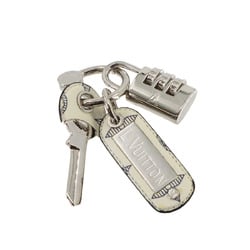 LOUIS VUITTON Bag Charm Monogram Lock Keychain Silver White MP2035