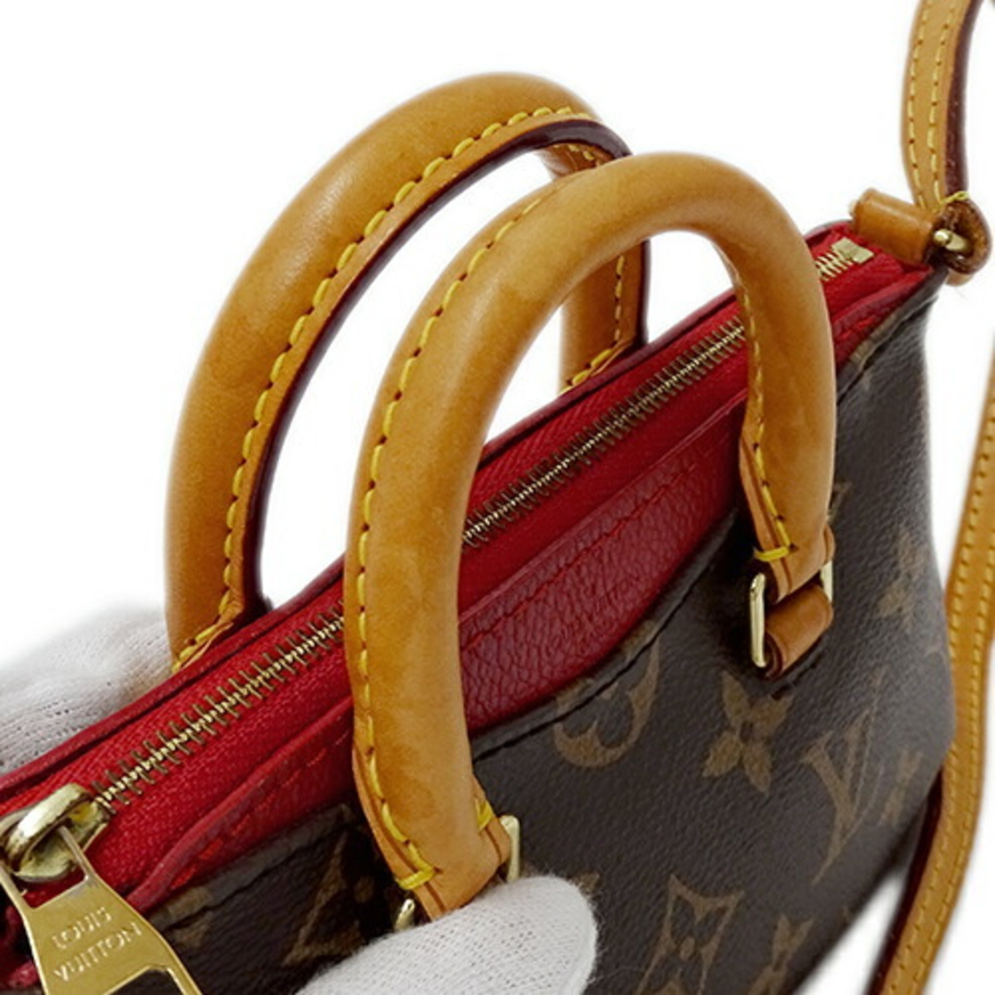 Louis Vuitton LOUIS VUITTON Bag Women's Shoulder 2way Nanopallas Cerise M61254 Brown Red Compact Micro