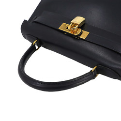 Hermes Kelly 28 2way hand shoulder bag, box calf, blue indigo, 〇Y stamp, outside stitching, gold hardware