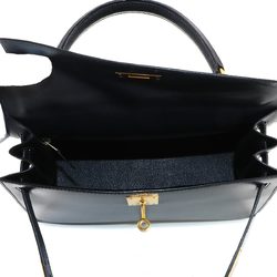 Hermes Kelly 28 2way hand shoulder bag, box calf, blue indigo, 〇Y stamp, outside stitching, gold hardware