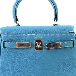 Hermes Kelly 2way Hand Shoulder Bag Togo Blue Jean Inner Stitching □H Stamp Silver Hardware Mini