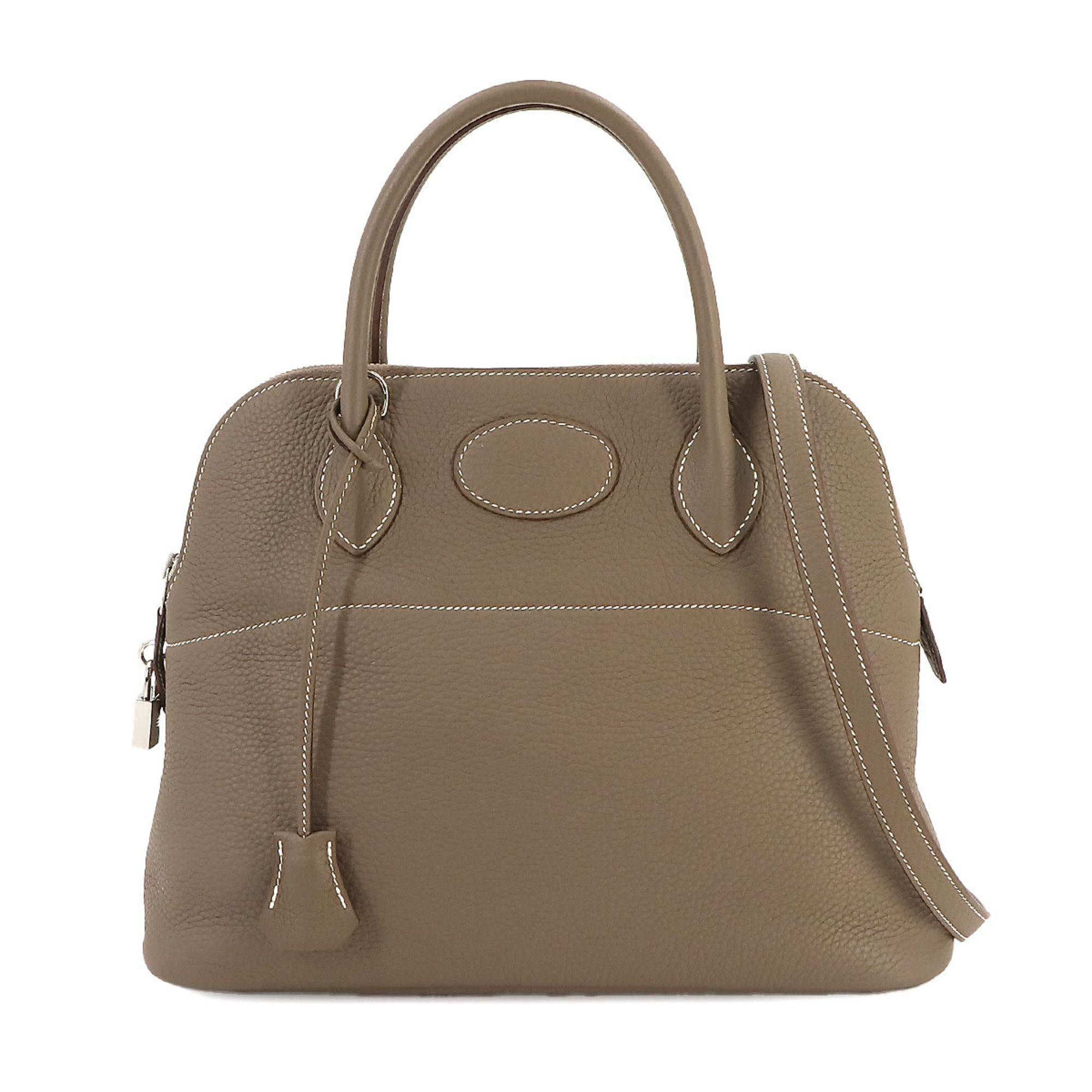 Hermes Bolide 31 2way hand shoulder bag, Taurillon Clemence Etoupe, A stamp, silver hardware,