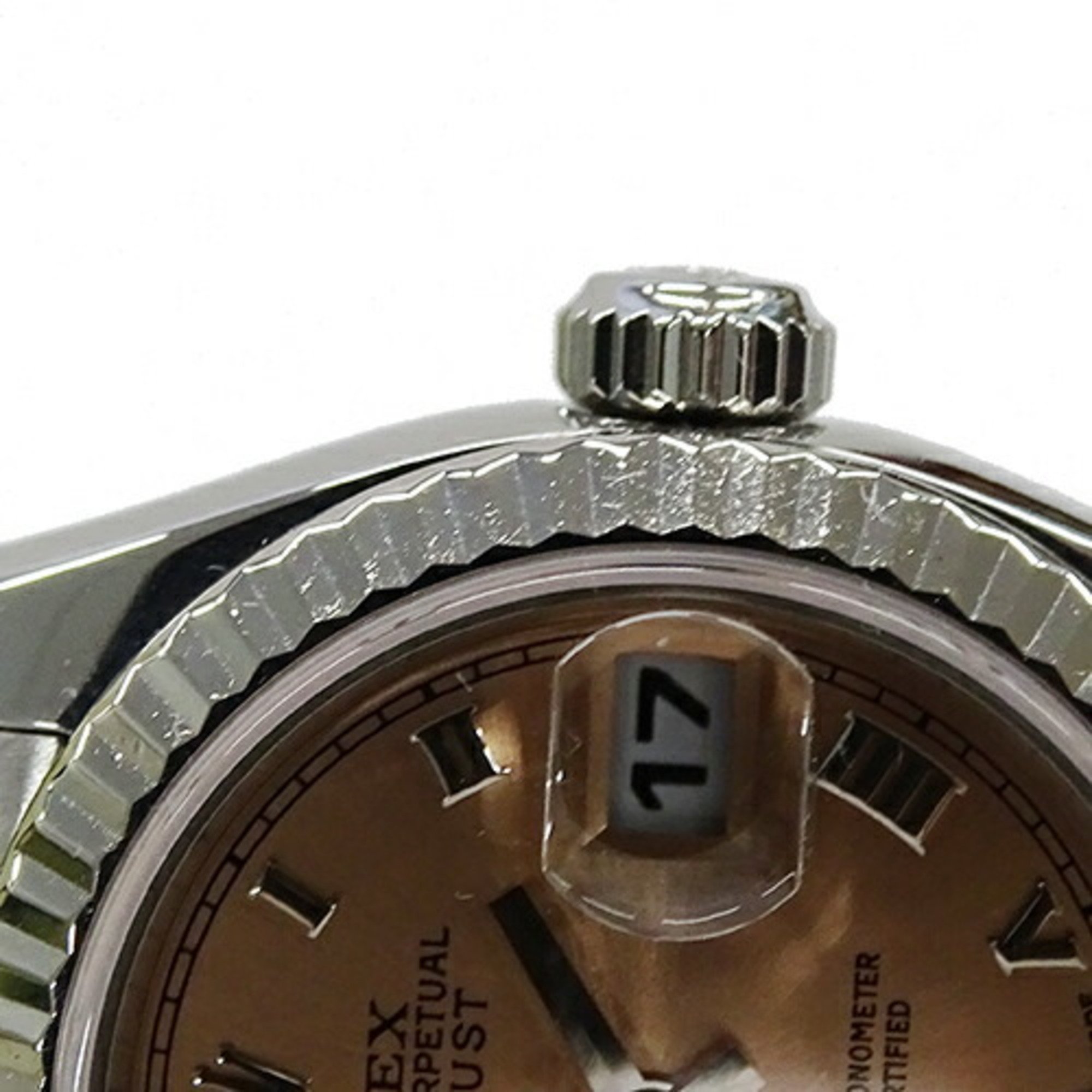 Rolex ROLEX Datejust 179174 D serial number watch ladies automatic AT stainless steel SS white gold WG silver pink Roman overhauled and polished