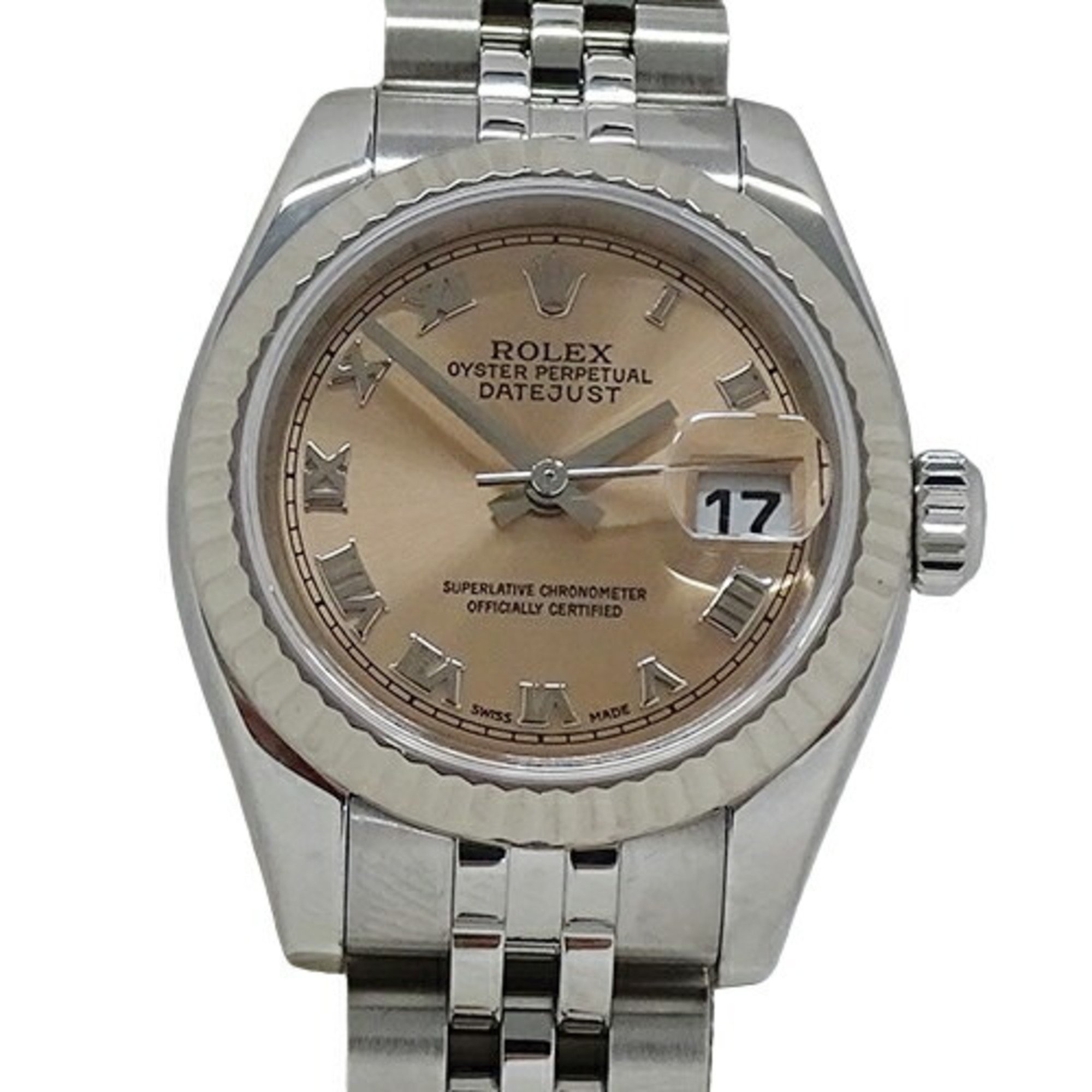 Rolex ROLEX Datejust 179174 D serial number watch ladies automatic AT stainless steel SS white gold WG silver pink Roman overhauled and polished