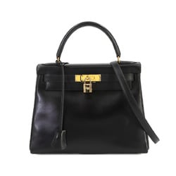 Hermes Kelly 28 2way hand shoulder bag, box calf leather, black, with a Y mark, inner stitching, gold hardware