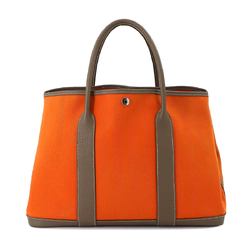 Hermes HERMES Garden PM Toile Chevron Negonda Orange Etoupe □Q Stamp Party