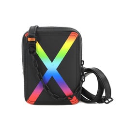 Louis Vuitton Taiga Danube Shoulder Bag Leather Black Rainbow M30332 RFID Messenger