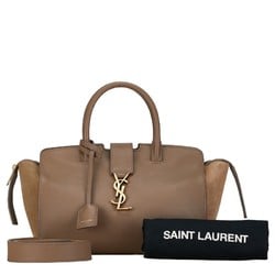 Saint Laurent Monogram Downtown Cabas Handbag Shoulder Bag 436834 Greige Beige Leather Women's SAINT LAURENT