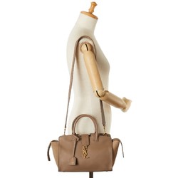 Saint Laurent Monogram Downtown Cabas Handbag Shoulder Bag 436834 Greige Beige Leather Women's SAINT LAURENT