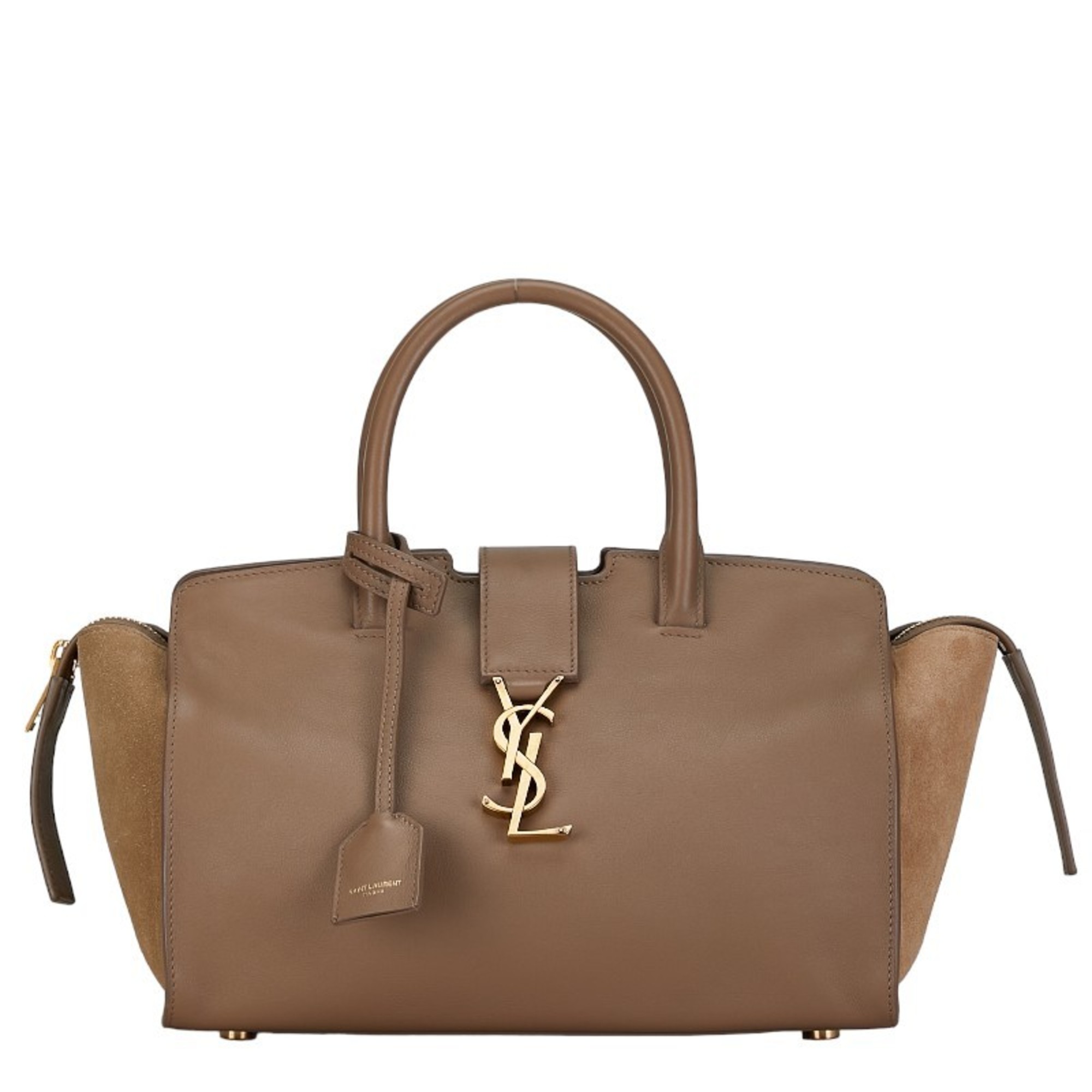 Saint Laurent Monogram Downtown Cabas Handbag Shoulder Bag 436834 Greige Beige Leather Women's SAINT LAURENT