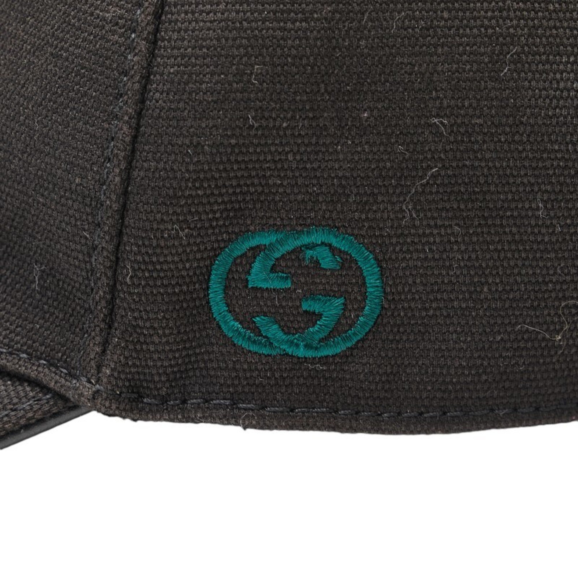 Gucci Cap Baseball Size: M 58 Black Green Canvas Women's GUCCI