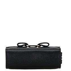 Salvatore Ferragamo Vara Ribbon Embossed Pouch Black Navy Leather Women's