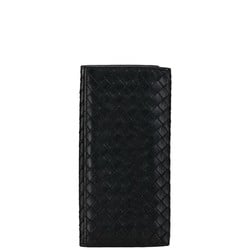 Bottega Veneta Intrecciato Long Wallet Black Leather Women's BOTTEGAVENETA