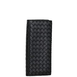 Bottega Veneta Intrecciato Long Wallet Black Leather Women's BOTTEGAVENETA