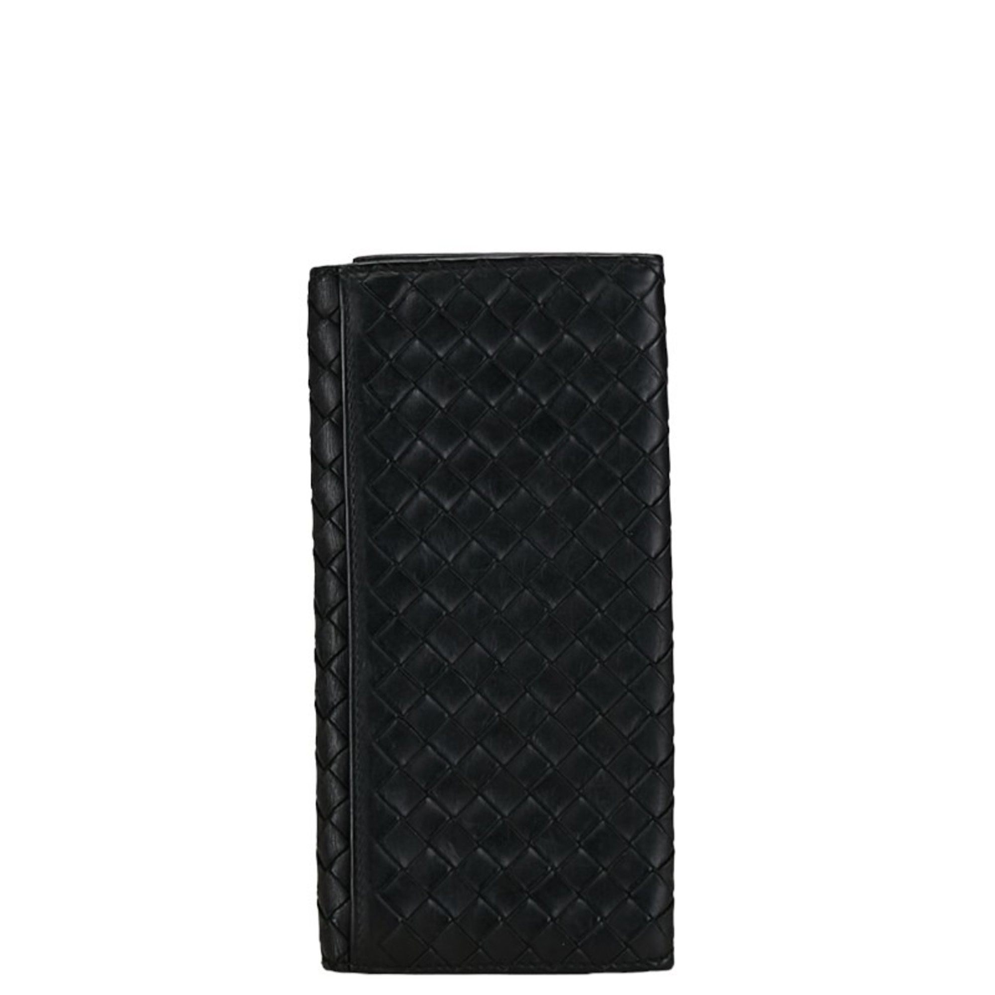 Bottega Veneta Intrecciato Long Wallet Black Leather Women's BOTTEGAVENETA