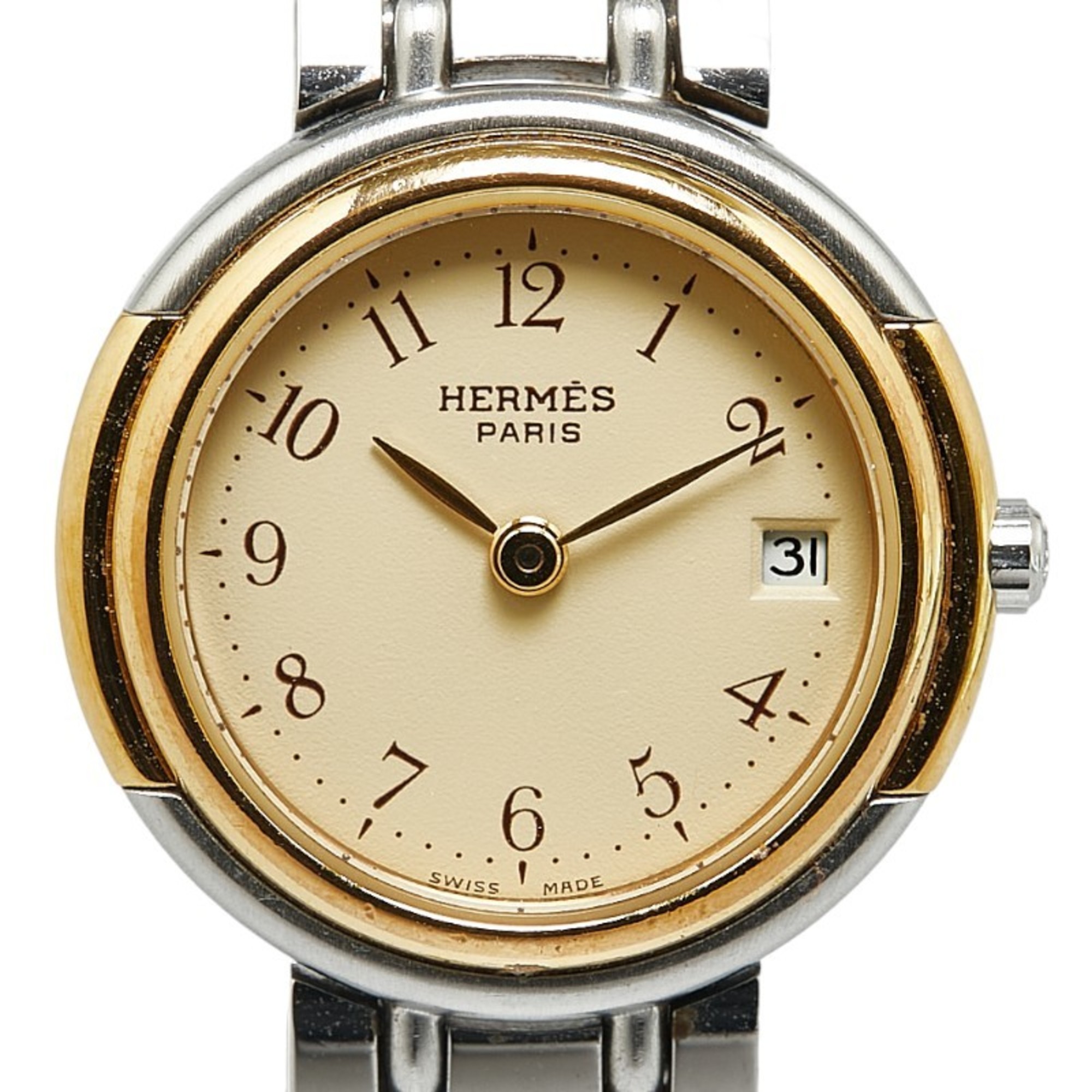 Hermes Windsor Watch Quartz Ivory Dial Stainless Steel Plated Women's HERMES